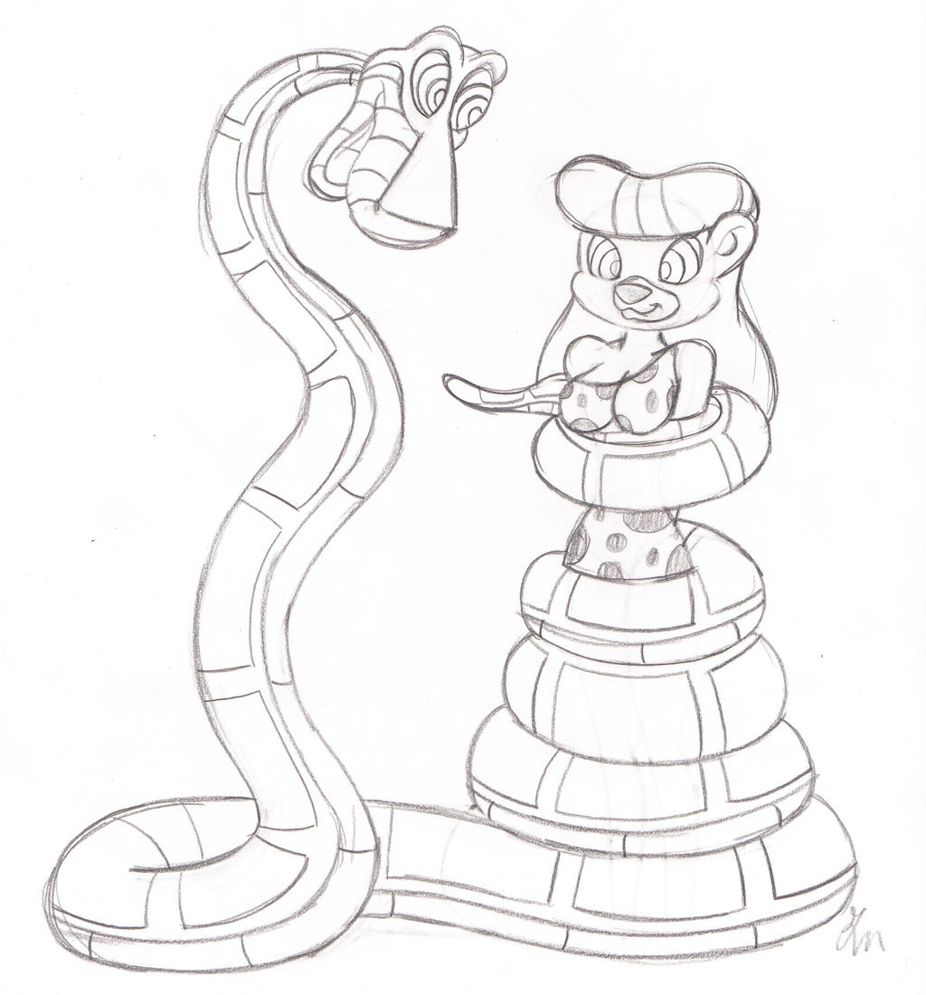 Kaa and jungle becky sketch by lol on
