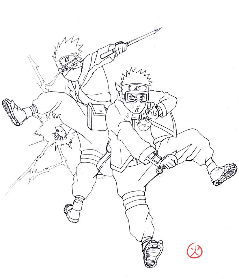 Kakashi and obito coloring by kitosso on