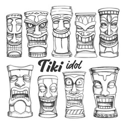 Tiki outline vector images over