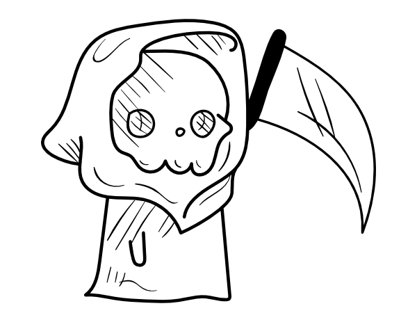 Printable kawaii reaper coloring page