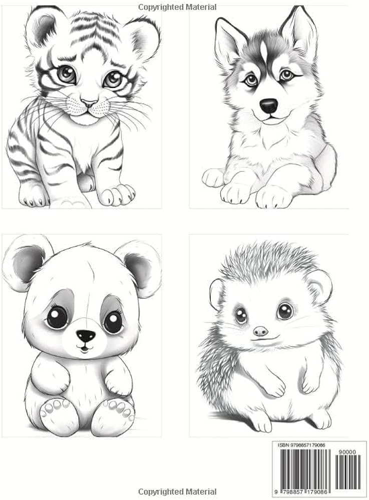 Cute kawaii animals loring book little sweet animal illustrations