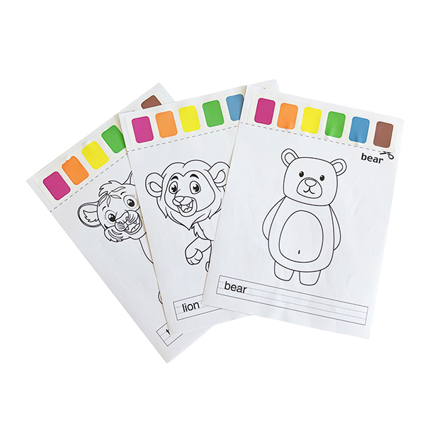 Pcs cute animal coloring pages with brush ploma