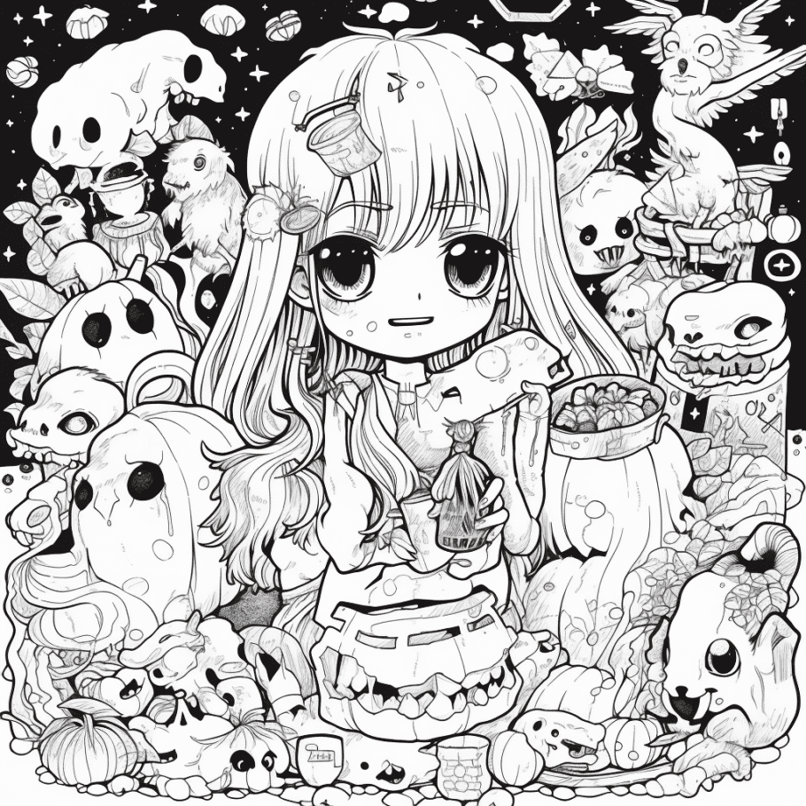 Adult printable coloring pages free creepy kawaii anime dark fantasy printable coloring book sheets