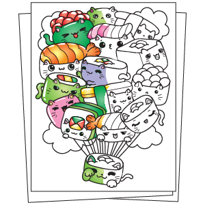 Sweet doodles kawaii coloring book kawaii doodle illustrations to color with cute and funny animals desserts food kokeshi dolls and other adorable things caramel colored books
