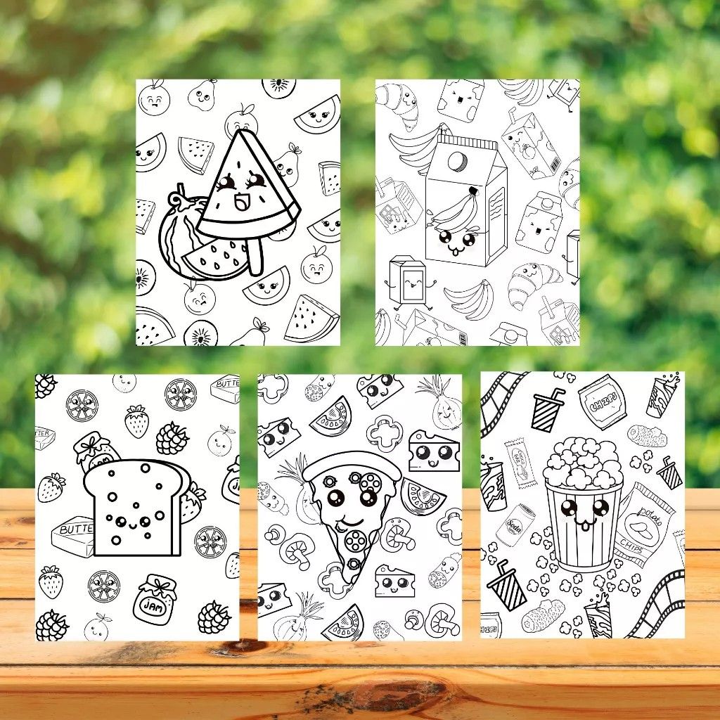 Pages food cute coloring pages doodle coloring book art paper a gsm hobbies toys stationery craft art prints on
