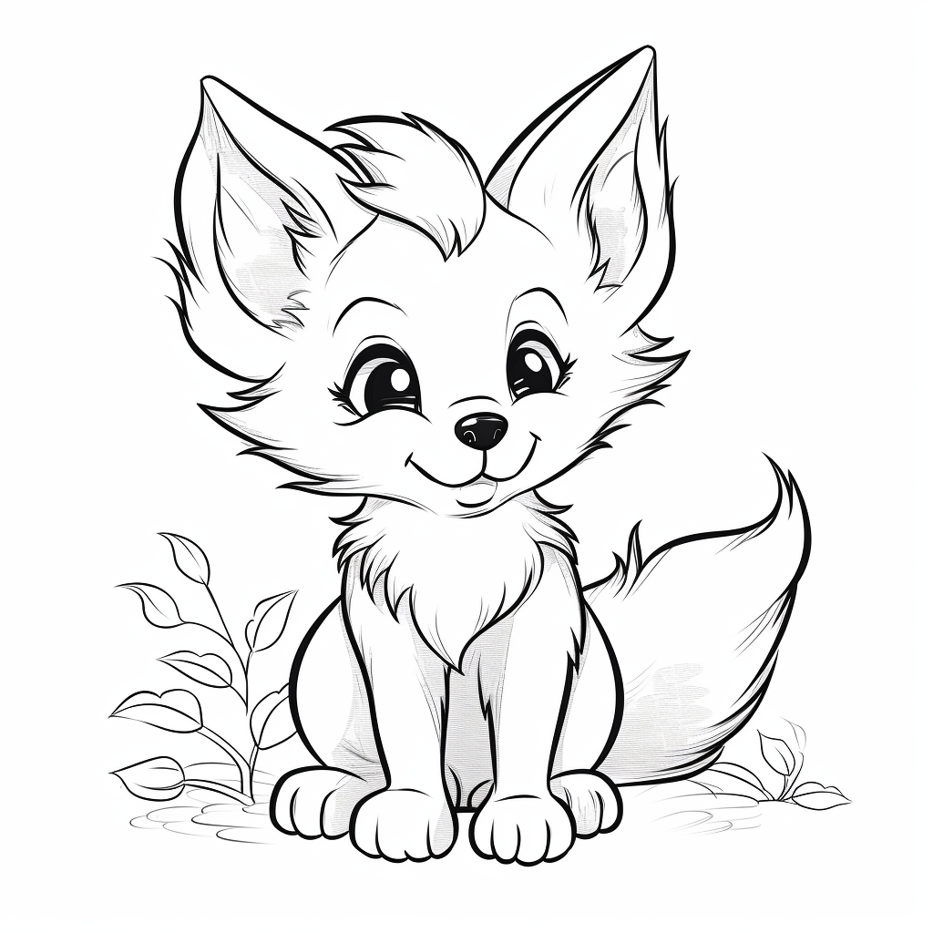 Drawing of a cute little fox coloring page ðñðððððº
