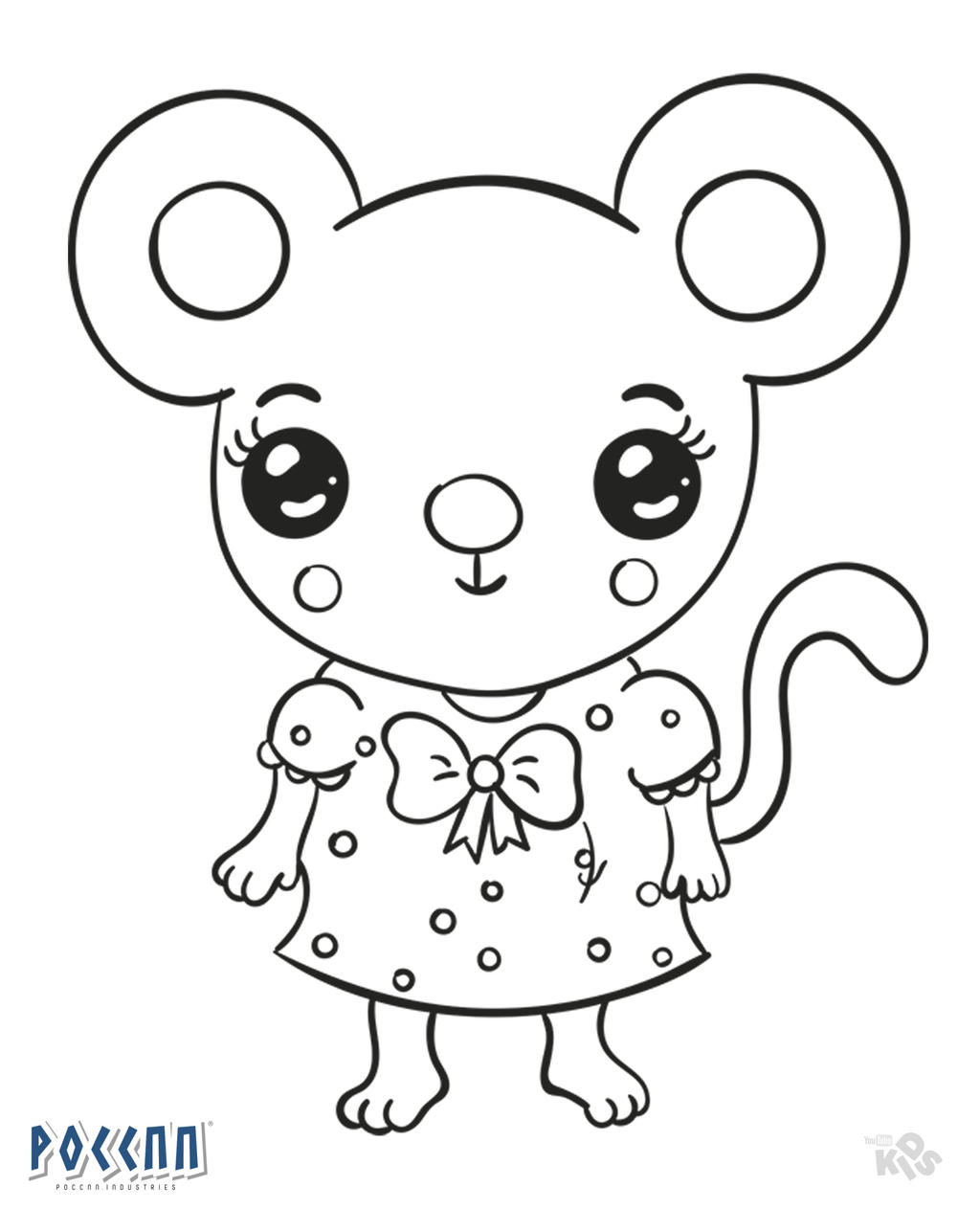 Mouse with dress kawaii to color lineart by poccnnindustries on