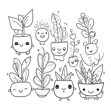 Kawaii plant coloring pages free collection of coloring ideas for kids printable plants images outline sketch drawing vector kawaii drawing plant drawing wing drawing png and vector with transparent background for free