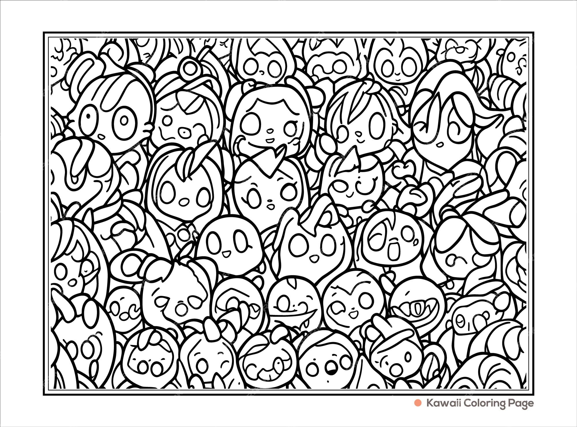 Premium vector kawaii handdrawn coloring book illustration