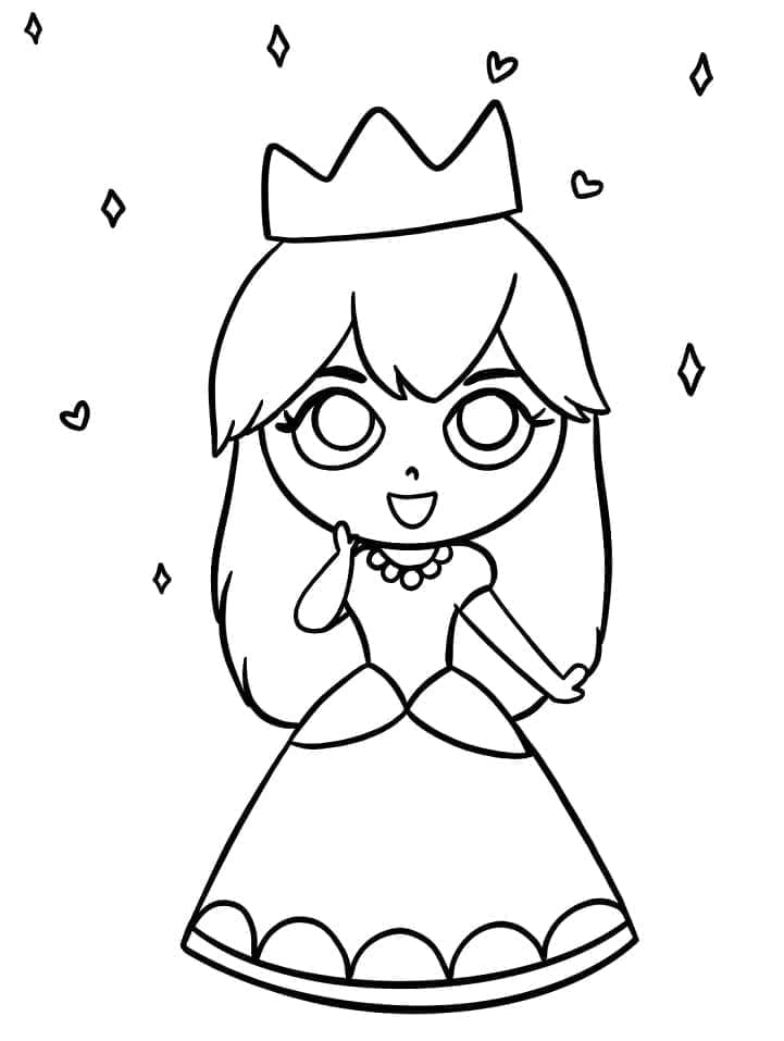 Cute chibi princess coloring page