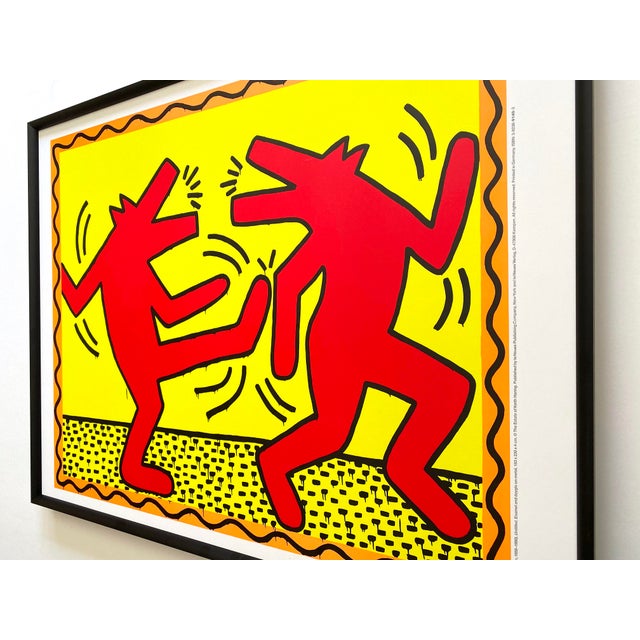 Keith haring estate vintage lithograph print framed pop art poster dancing dogs