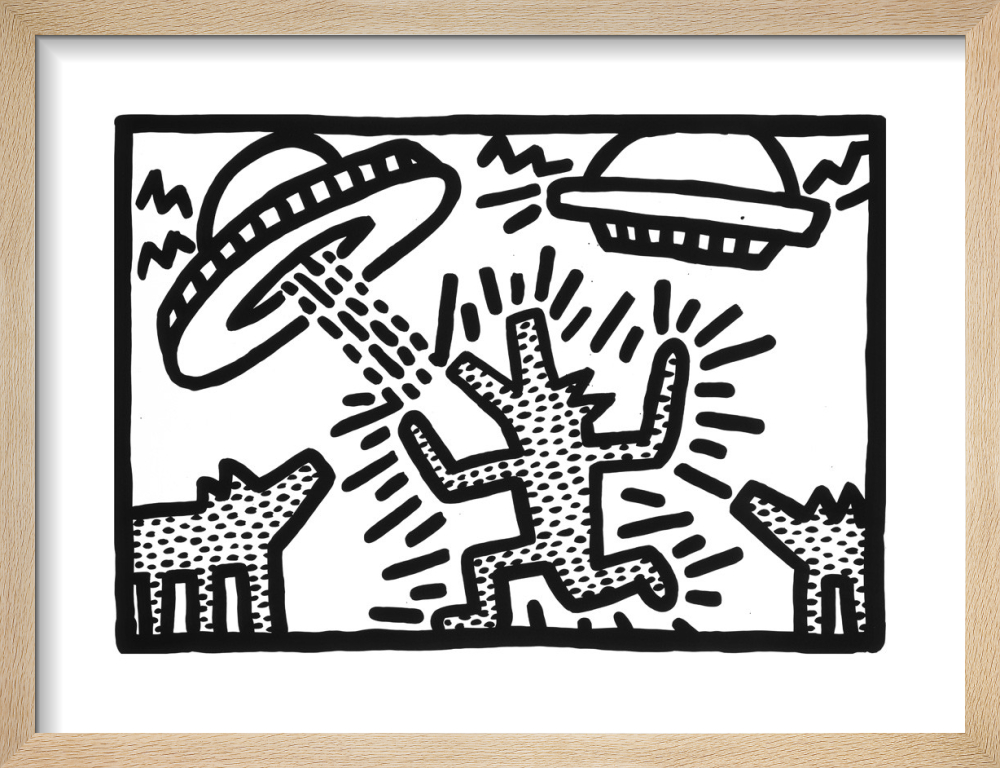 Untitled dogs with ufos art print by keith haring king mcgaw