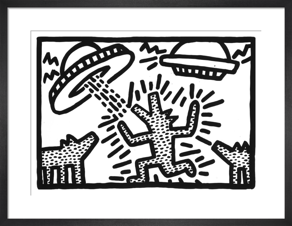 Untitled dogs with ufos art print by keith haring king mcgaw