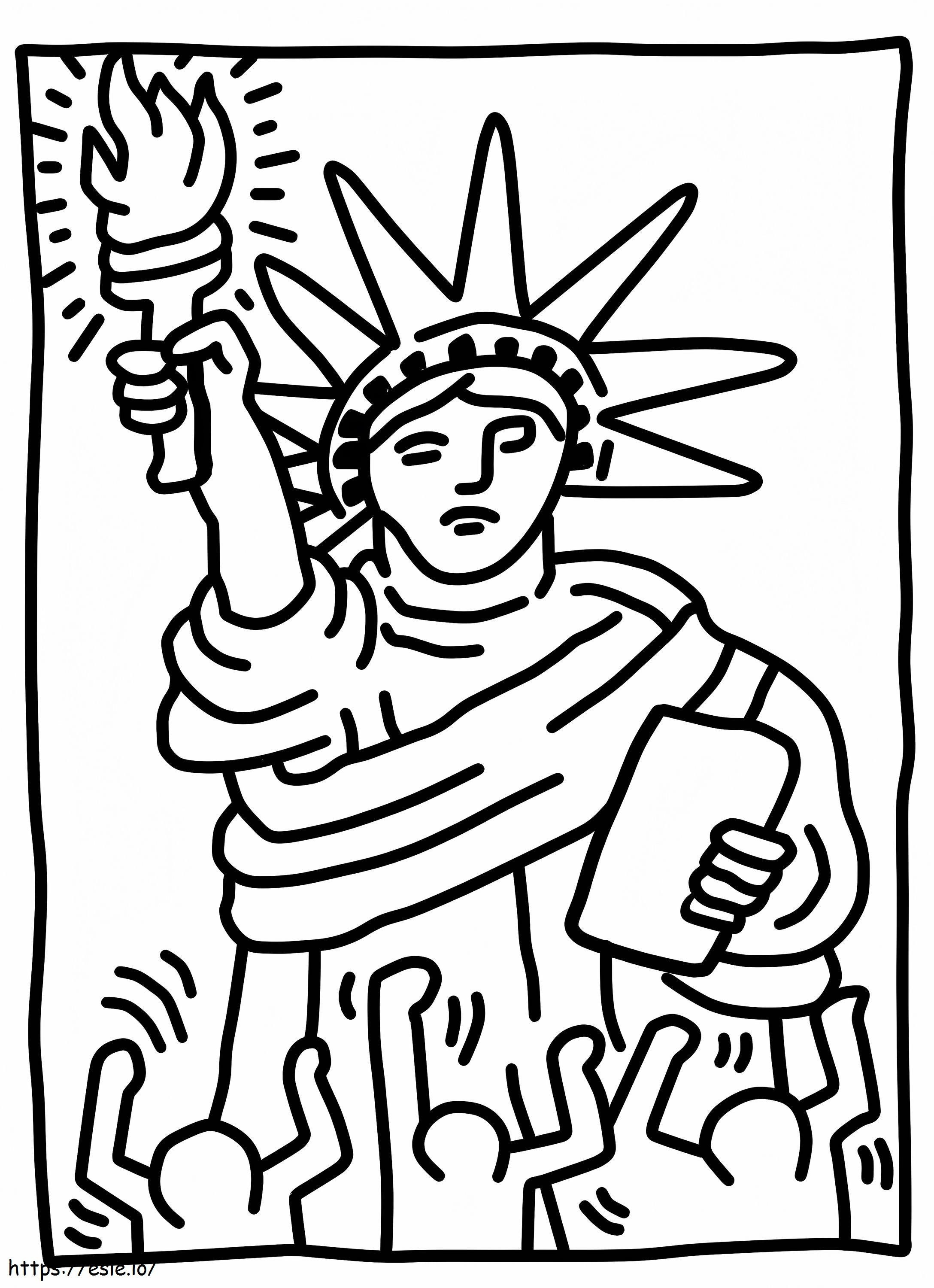 Statue of liberty by keith haring coloring page