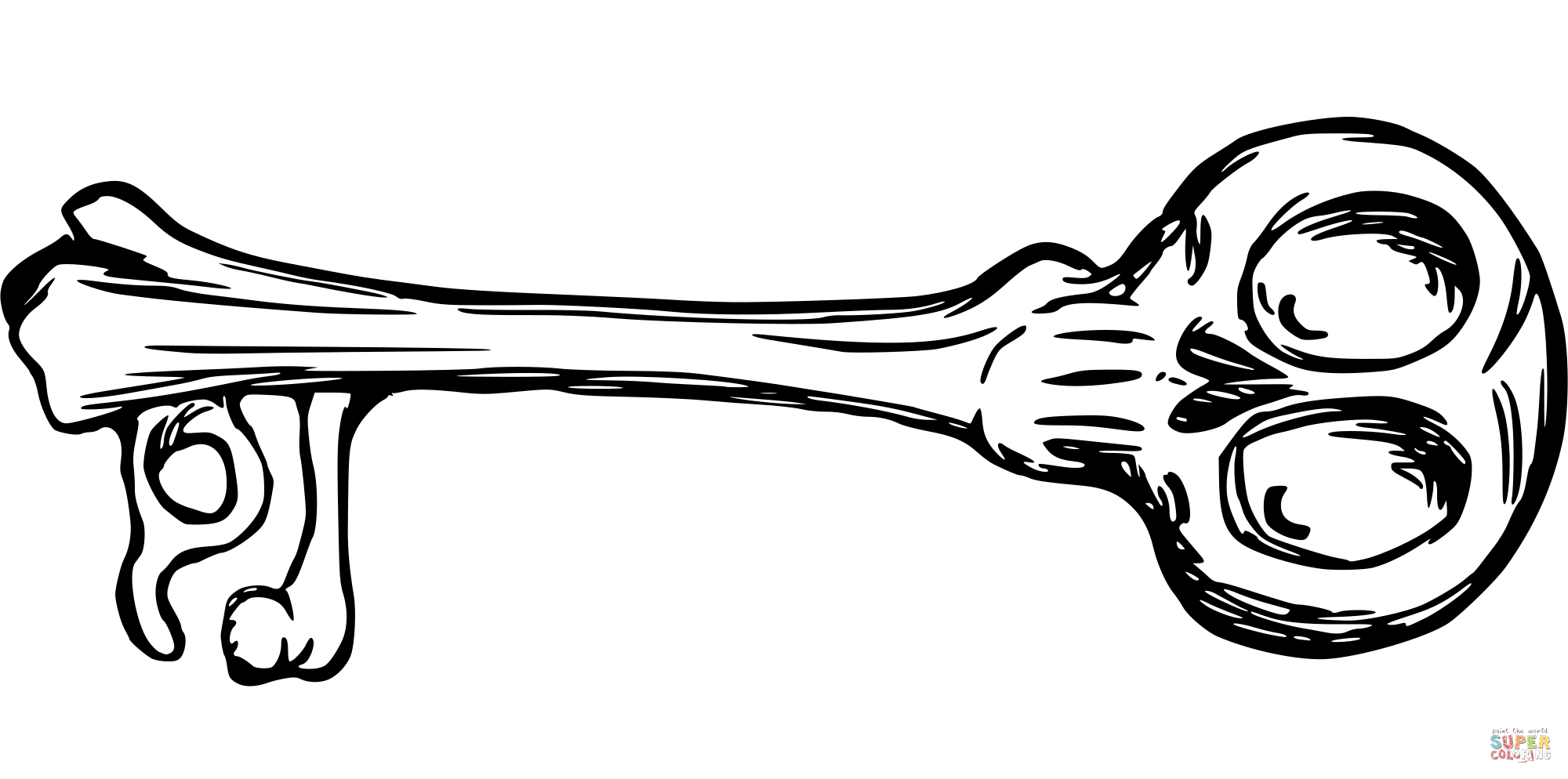 Vintage bone key coloring page free printable coloring pages