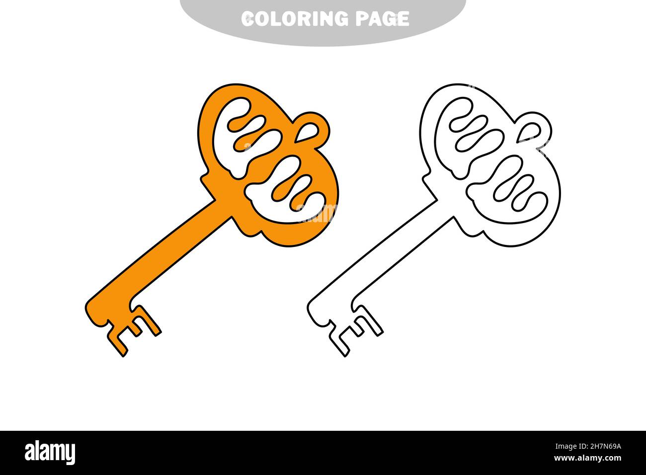 Simple coloring page vintage key black and white illustration for coloring book pages color and black and white version stock vector image art
