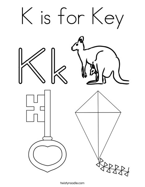 K is for key coloring page
