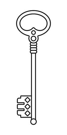 Vintage key for coloring book black linear silhouette isolated on white background royalty free svg cliparts vectors and stock illustration image