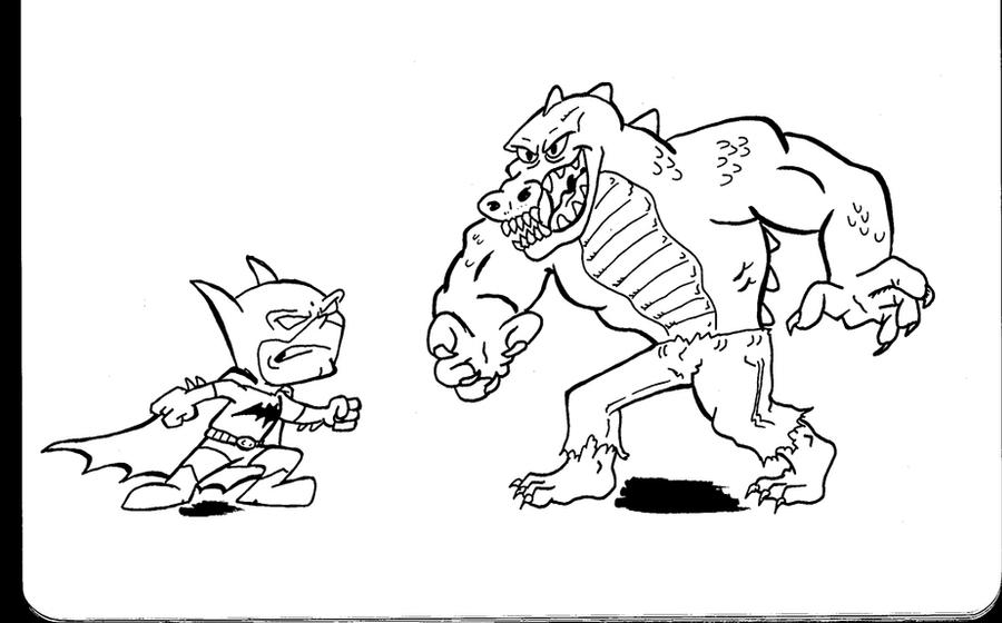 Chibi batman vs killer croc by plummypress on