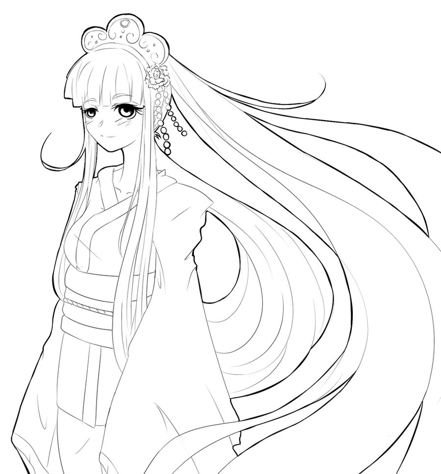 Japanese kimono free to color by pink
