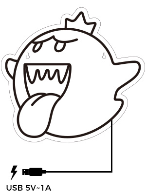 Neon sign king boo the ghost face led neon light mario lamp acrylic sign for game room decor gaming light accessory gifts for boy room decor white tools