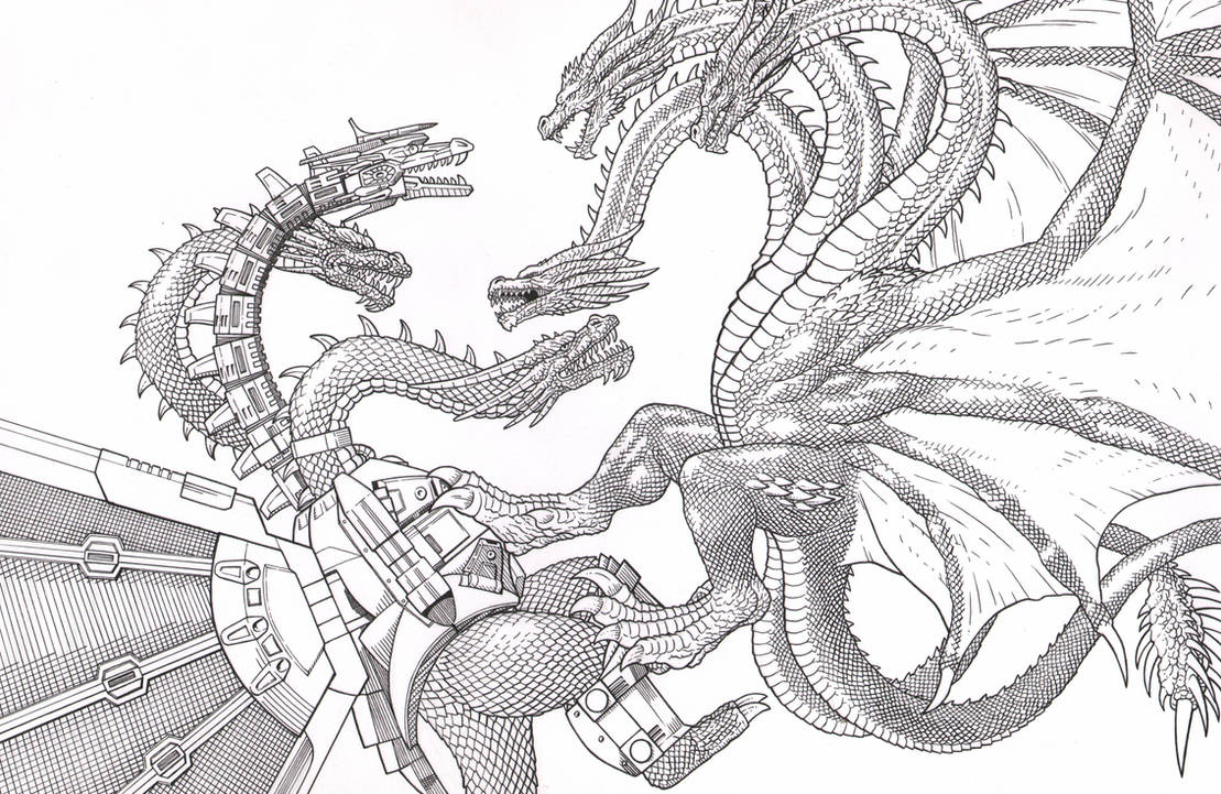 Legendary king ghidorah vs mecha king ghidorah by amirkameron on