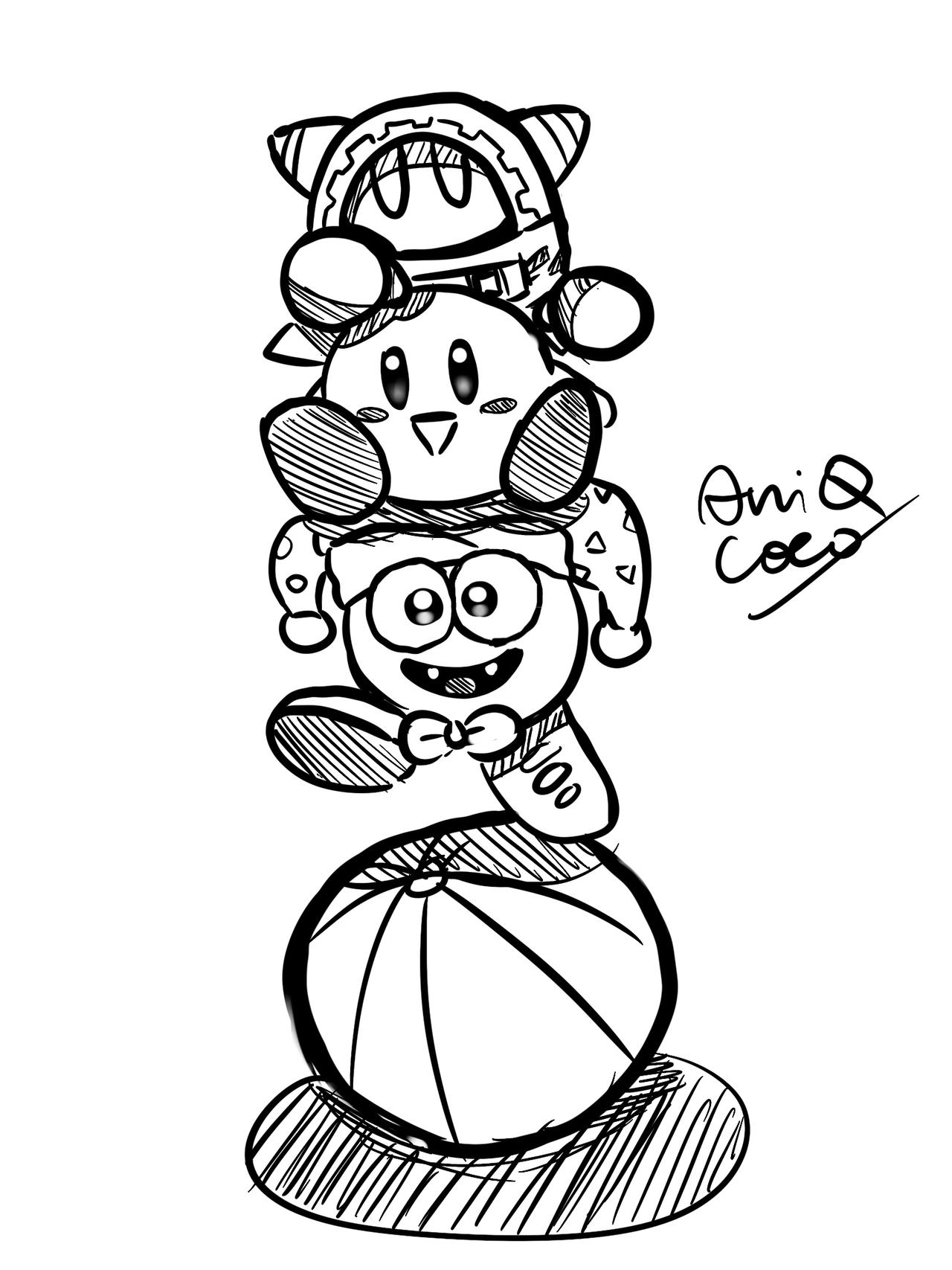 Kirby and friends idea sketch by aniqcoco on