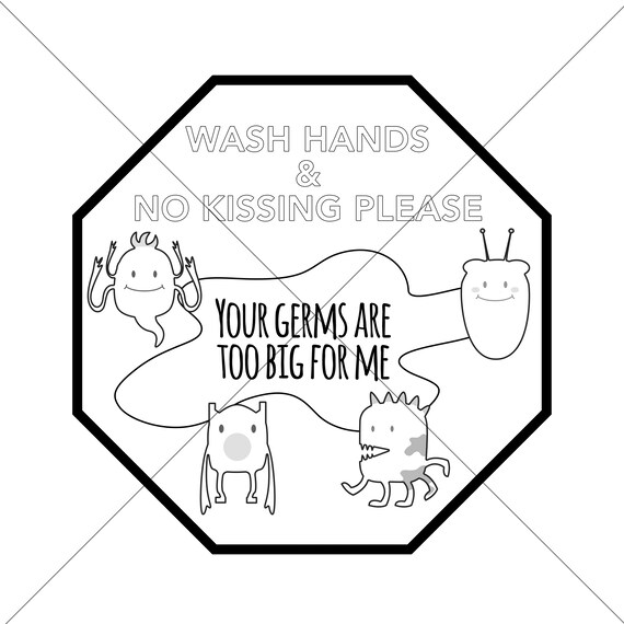 Coloring page wash hands no kissing newborn car seat tag printable instant download preemie car seat tag wash hands do not kiss baby