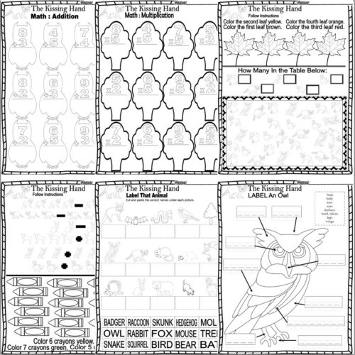 The kissing hand book panion reading prehension worksheets back to school made by teachers