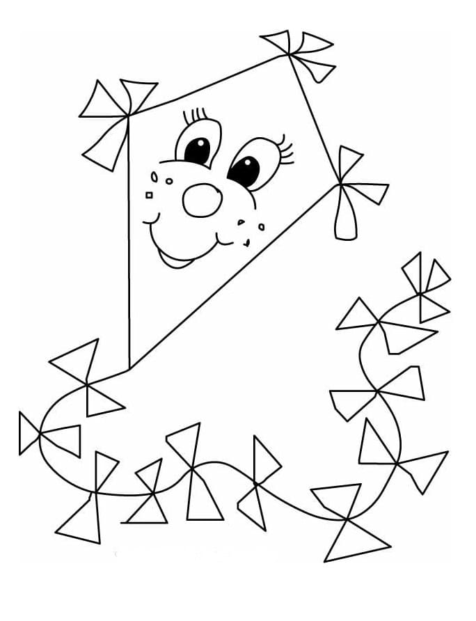 Cute kite coloring page