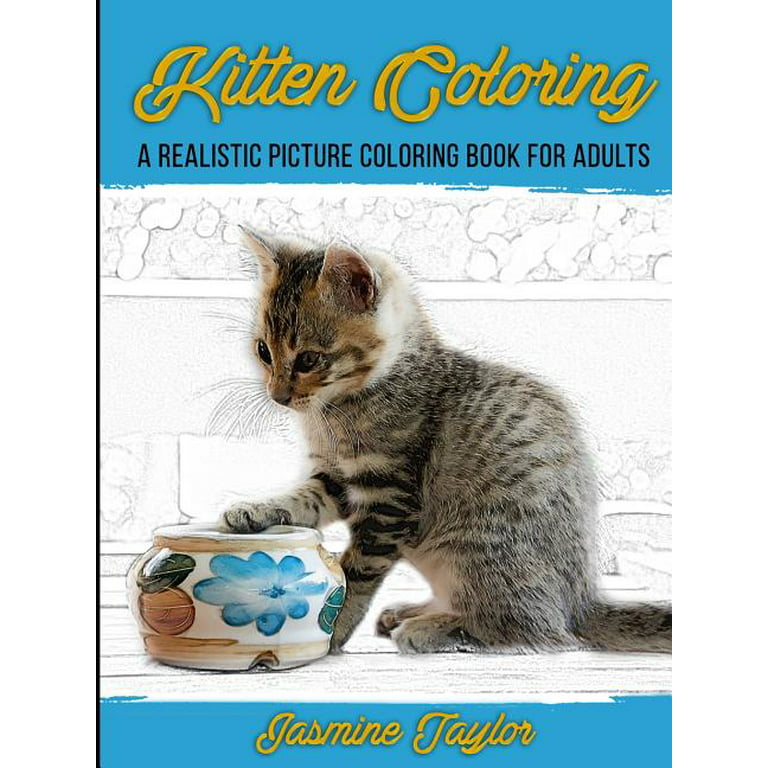 Kitten coloring a realistic picture coloring book for adults paperback