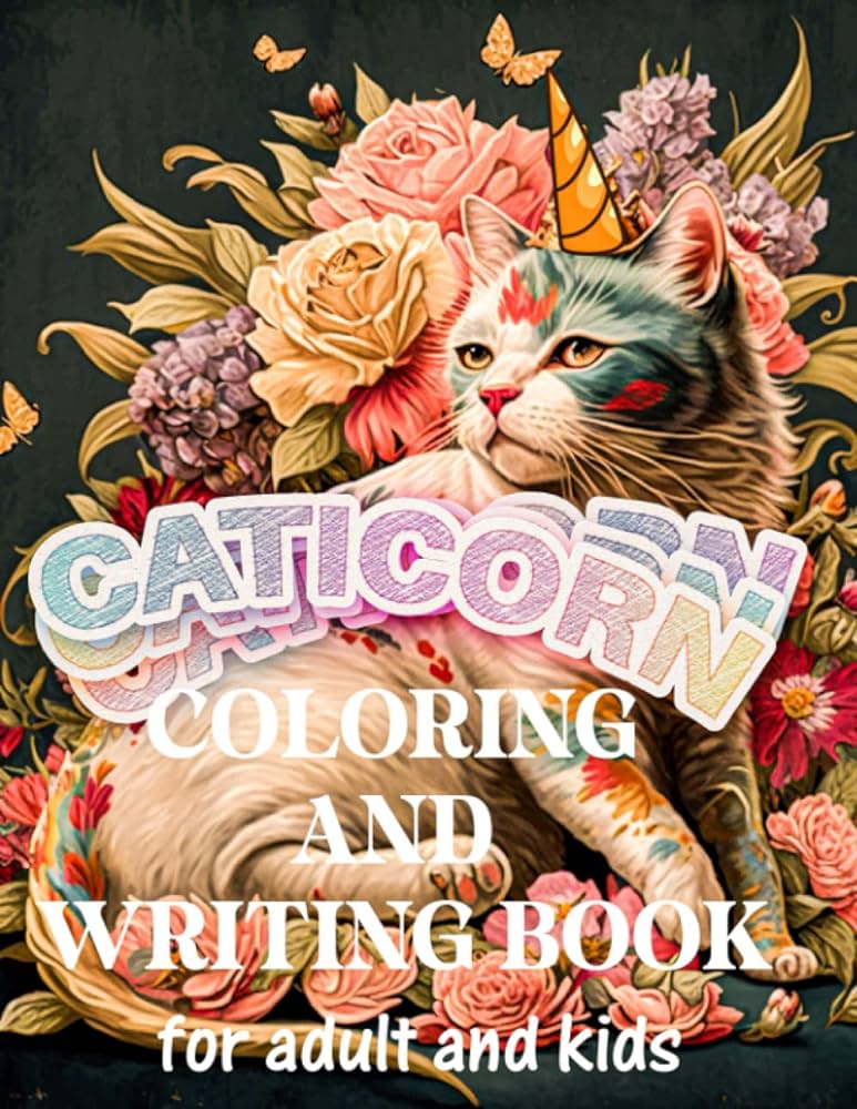 Caticorn coloring and writing book for adults and kids magical caticorn writing and coloring book for women men girls and adult all ages for fun journal and kitty corn coloring pages jahver