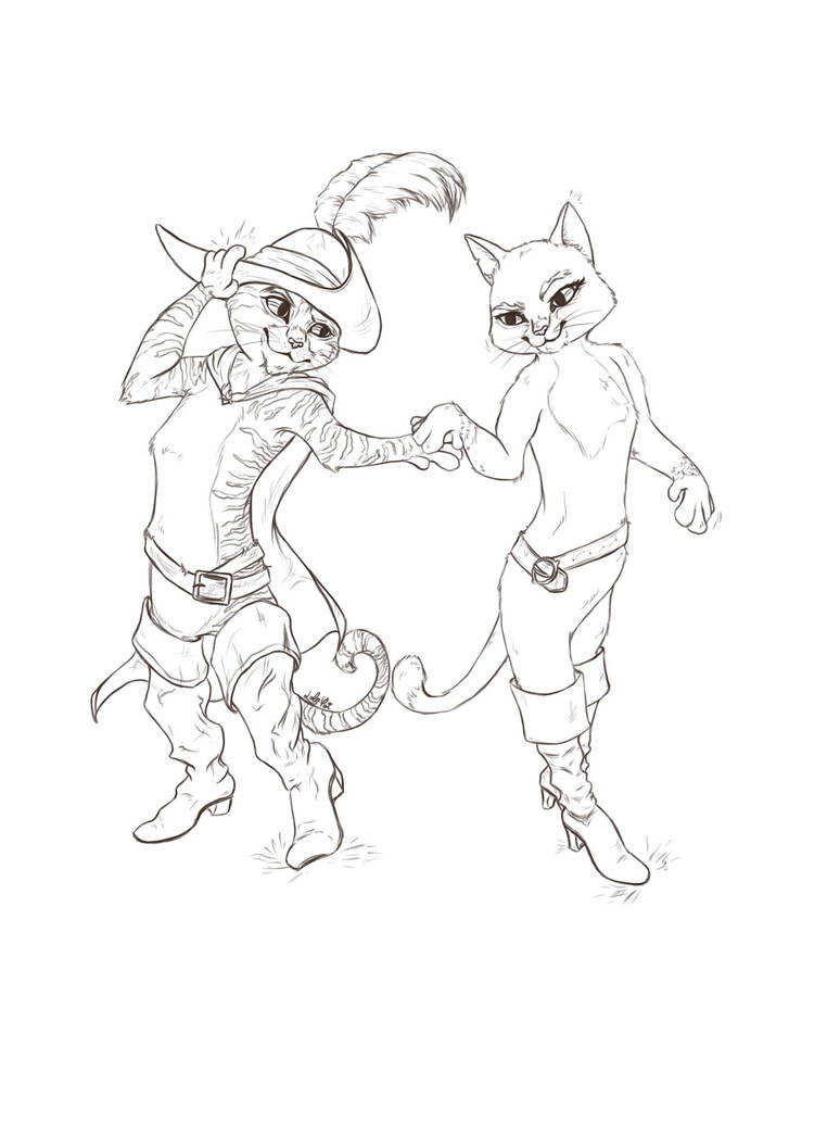 Puss in boots and kitty softpaws wip by lolzyoi on