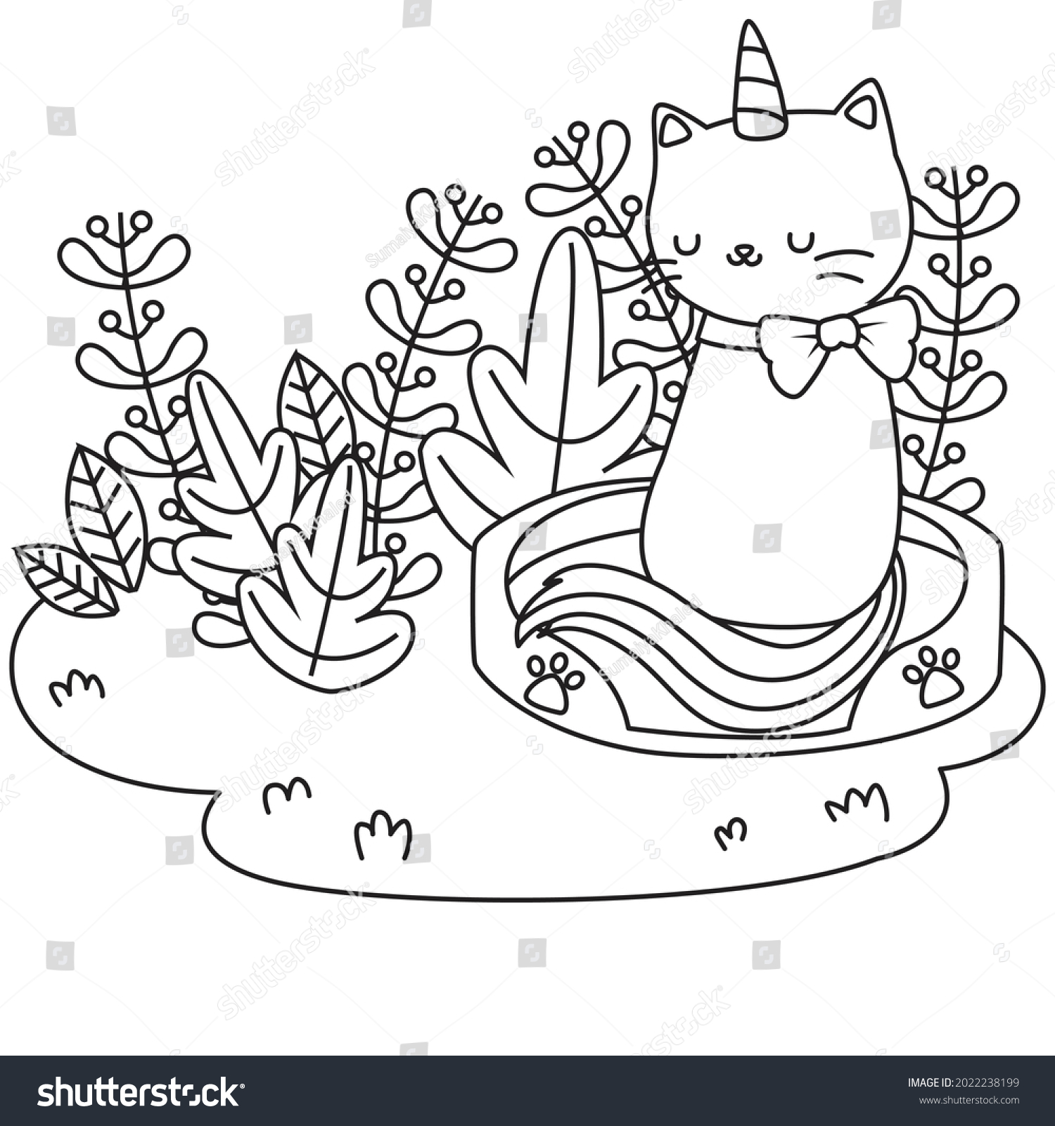 Hakuun hd printable caticorn cat unicorn coloring liittyvã vektorikuva rojaltivapaa
