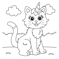 Unicorn kitten coloring pages vector images