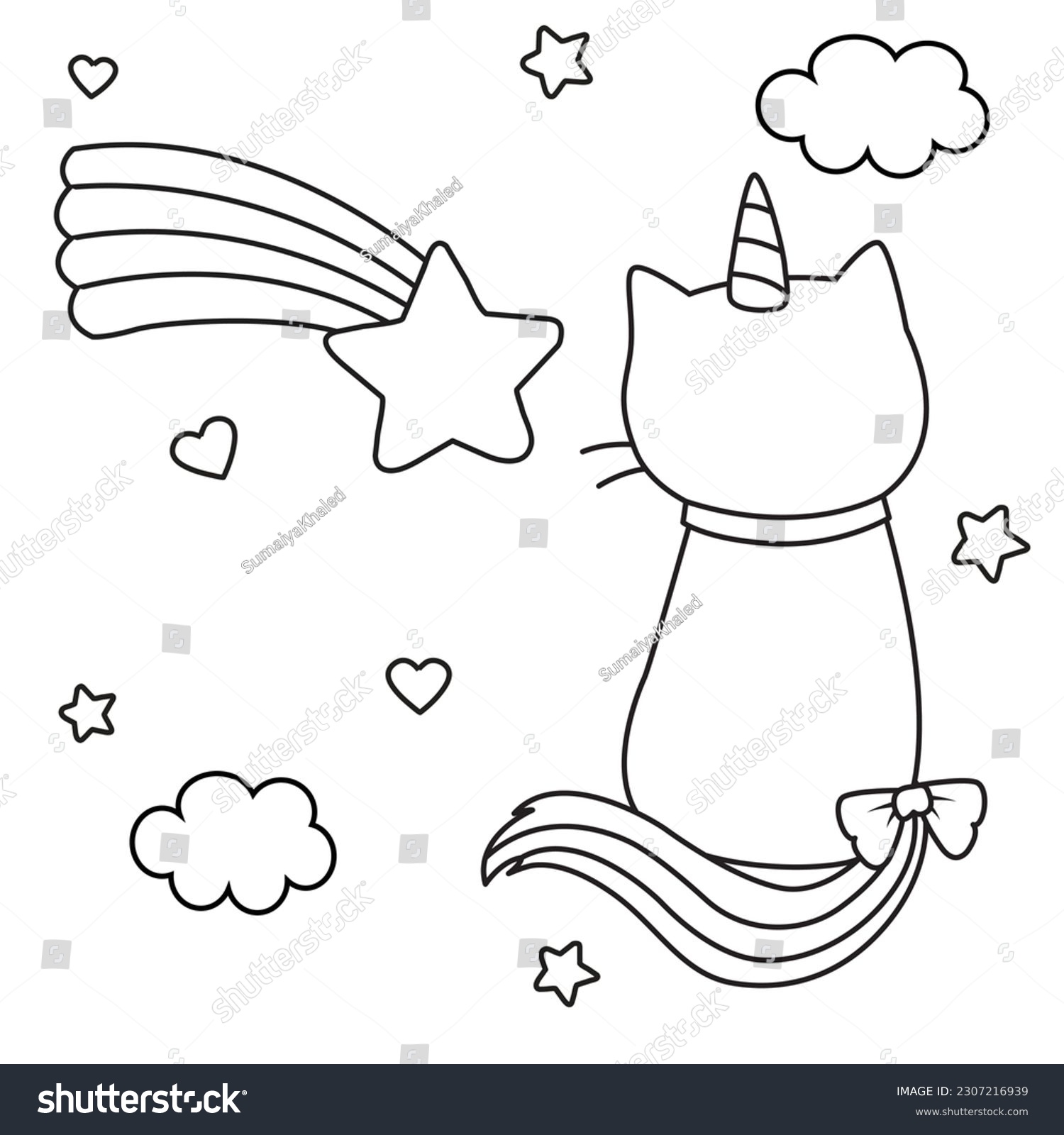 Hd printable caticorn cat unicorn anime stock vector royalty free