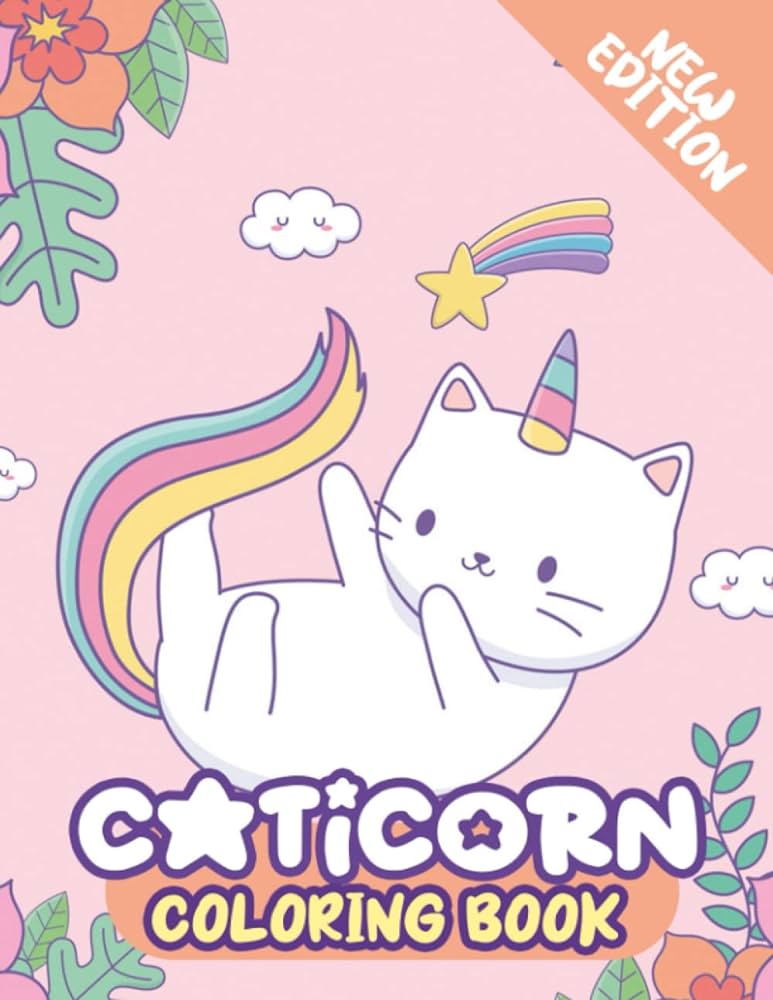 Caticorn coloring book cat unicorn coloring book for kids with beautiful kawaii coloring pages great gifts for kid teen girls boys ages