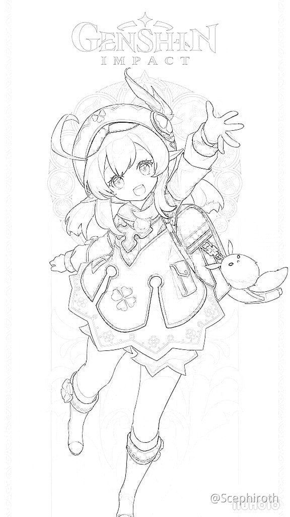 Klee genshin impact coloring page halaman mewarnai sketsa sketsa anime
