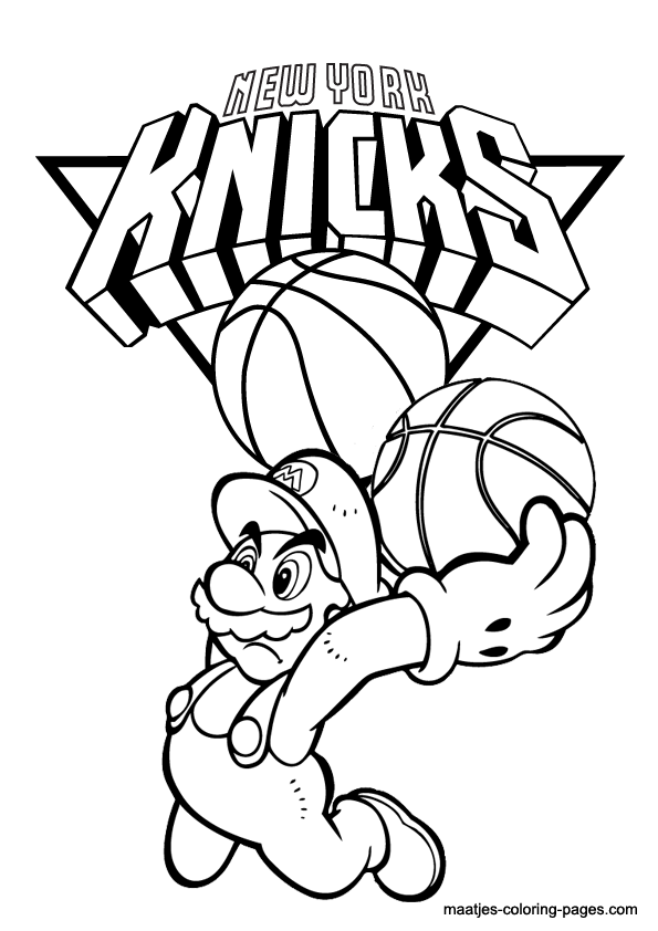 New york knicks and super mario nba coloring pages