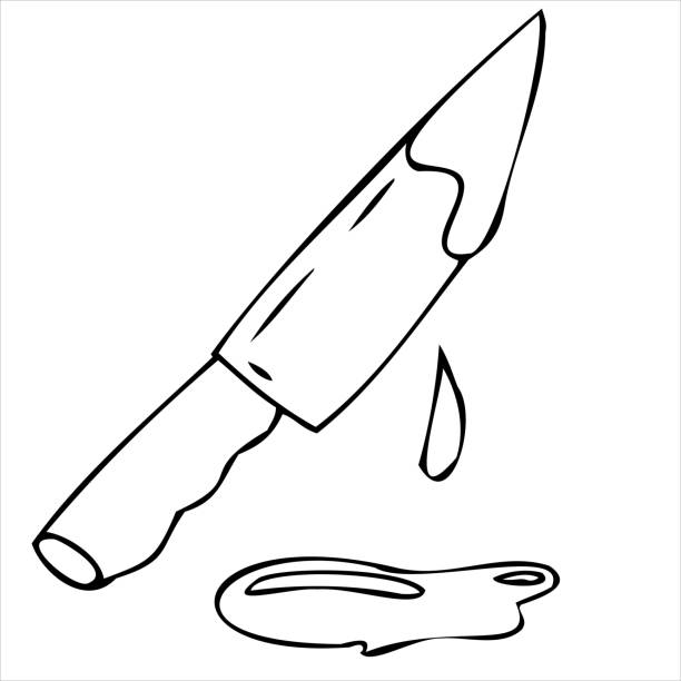 Scary knife in blood vector decorative element coloring book stock illustration