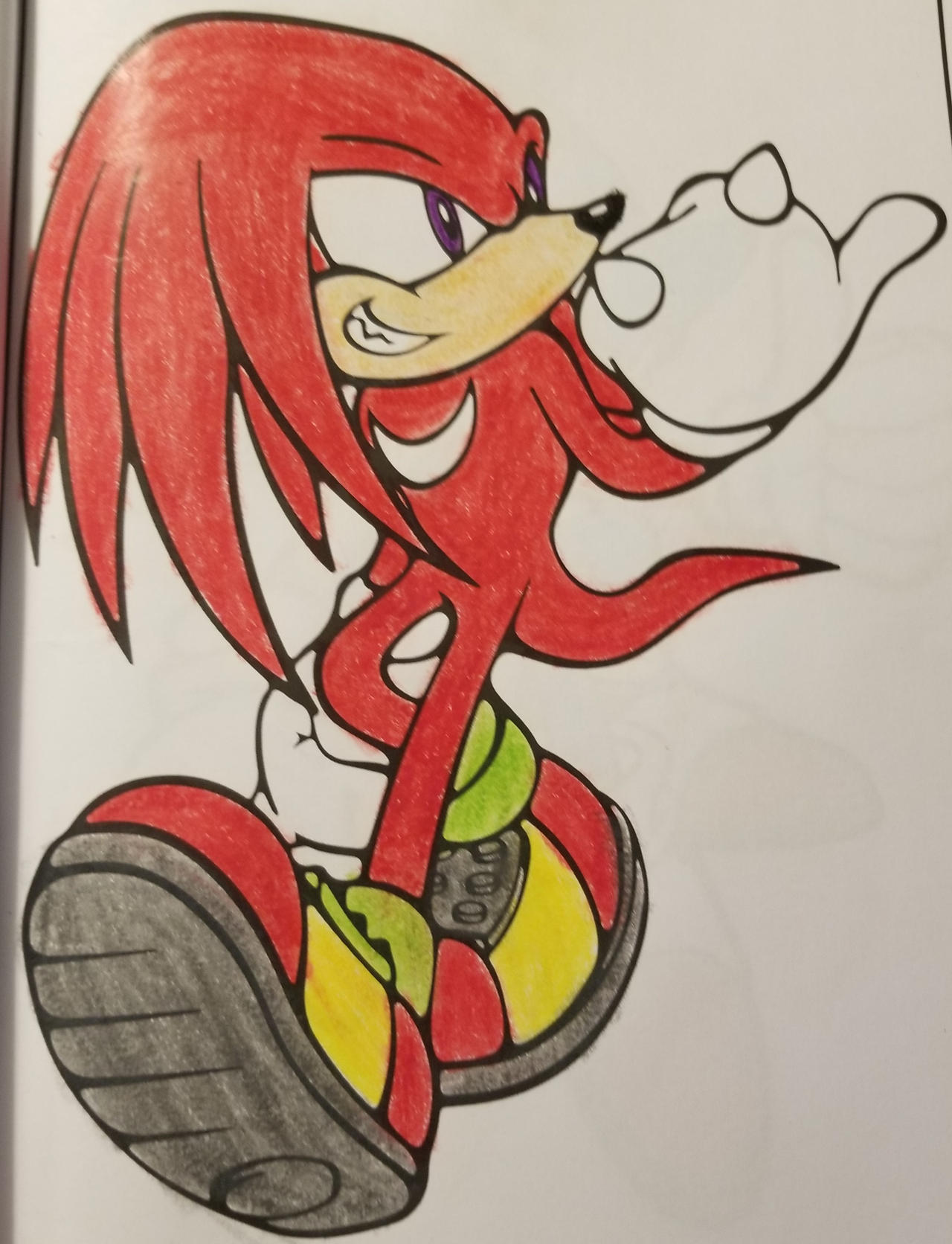 My coloring page of knuckles the echidna by waddellj on