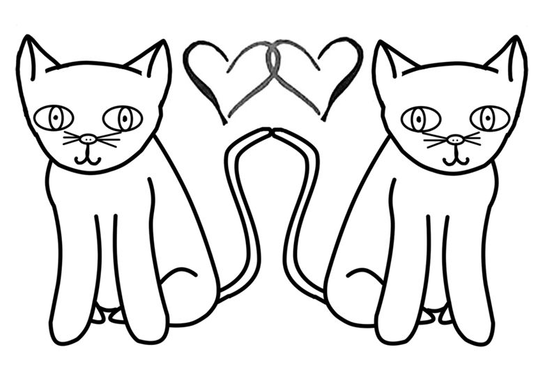 Coloring page two cats by dj