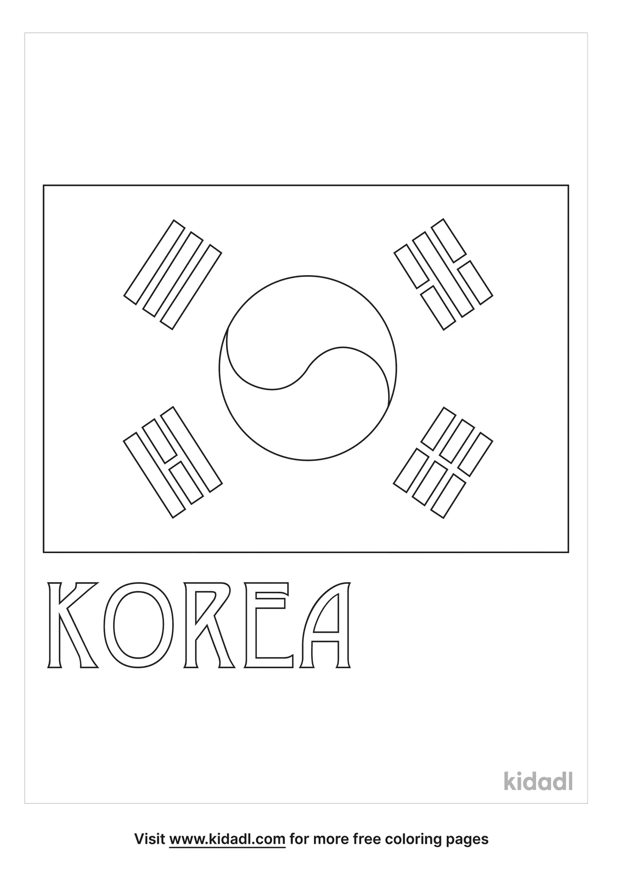 Free korean flag coloring page coloring page printables