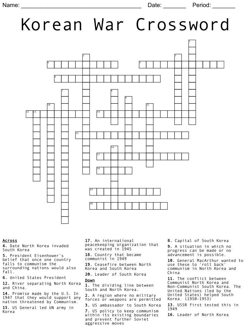 Korean war word search