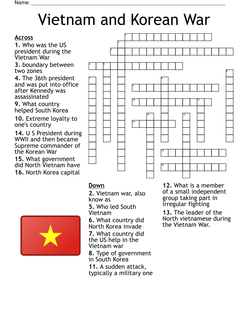 Korean war crossword puzzle