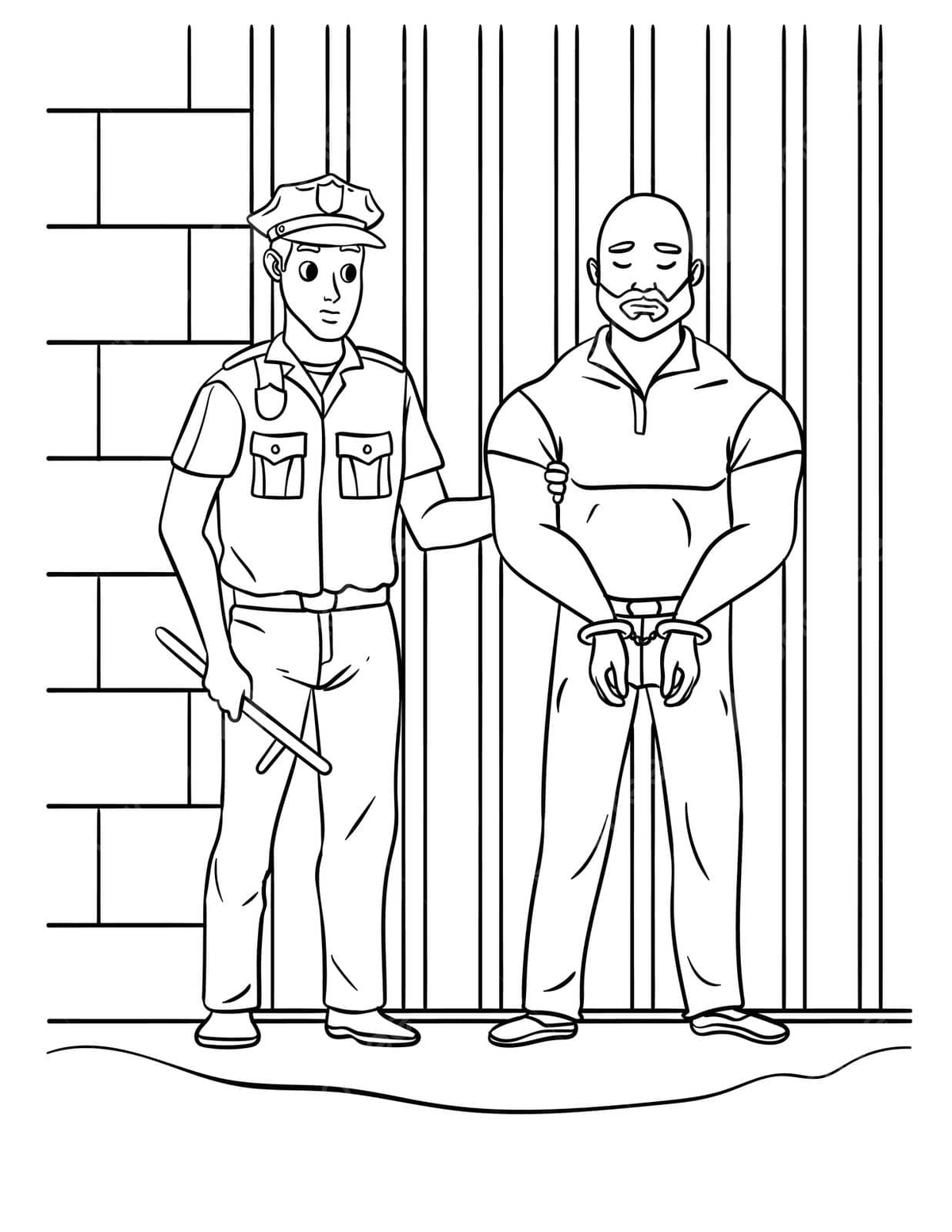 Corrections officer coloring page for kids outline page prison warden vector war drawing ring drawing kid drawing png and vector with transparent background for free download