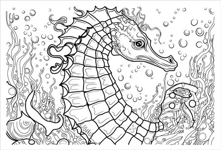 Seahorse coloring page stock photos and images