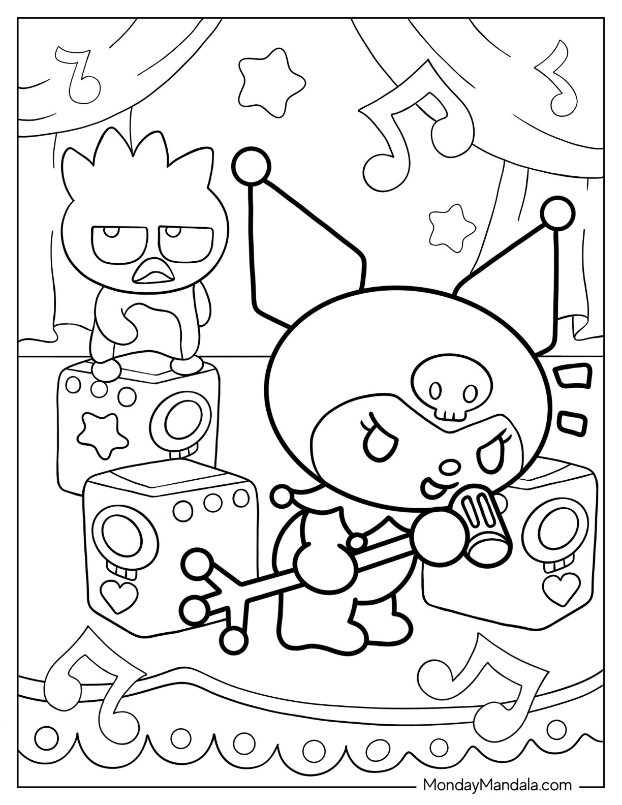 Kuromi coloring pages free pdf printables