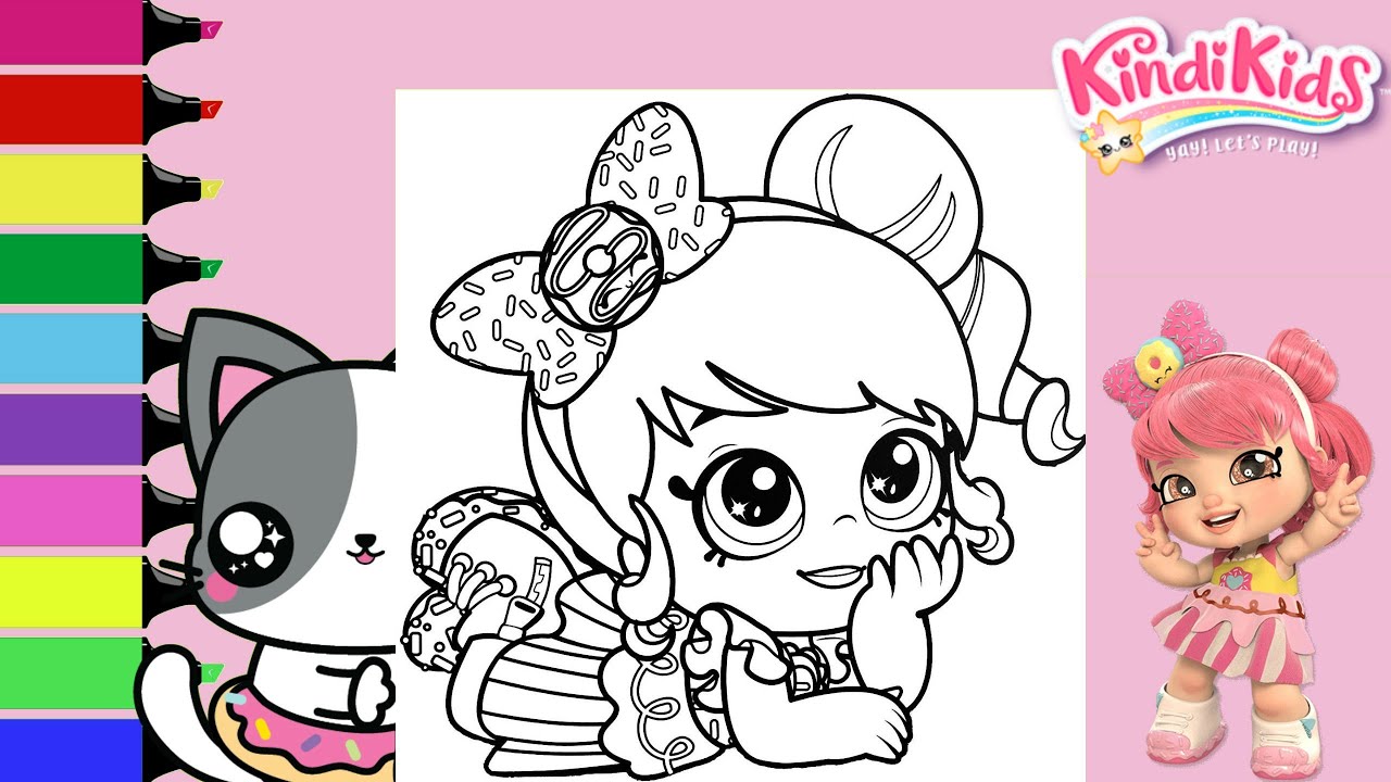 Coloring shopkins kindi kids donatina doll coloring book page sprinkled donuts jr