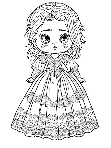 Premium ai image cute baby doll coloring page for kids